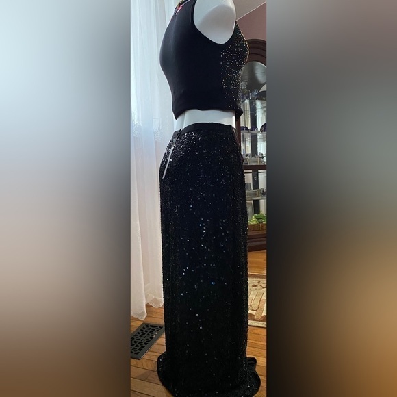 Camille La Vie high-waisted sequinned skirt black Sz US 8 - Picture 6 of 14